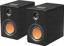 "uStream One Bluetooth" garsiakalbis - knygų lentyna arba stovas - tikra belaidė stereofoninė TWS garsiakalbių sistema su nuotolinio valdymo pulteliu - "Piano Black", 150 mm x 237 mm x 230 mm
