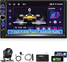 2025 Upgrade 4+64G automobilinis radijas su belaidžiu "CarPlay"/"Android" automobiliu, 7 colių "Android" jutiklinio ekrano automobilinis radijas su GPS navigacija, "WiFi", "Bluetooth", AM/FM/RDS radijas, "Mirror Link", "G00gle Assistant