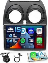4+64G automobilinis radijas Nissan Qashqai J10 2006-2016 "Android 15" su 9 colių vidiniu ekranu Palaiko belaidį "Carplay" ir "Android Car Mirror Link" radiją FM/RDS GPS WiFi BT SWC