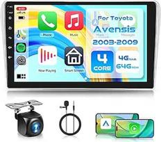 4G + 64G 9 colių automobilinis radijas "Toyota Avensis" 2003-2009 m. su "Carplay" "Android" belaidžiu "Android" 15 jutikliniu ekranu 1280 x 720 navigacija GPS Mirror Link Bluetooth FM/RDS/DAB/DVR/EQ/USB/WiFi SWC Galinis vaizdas