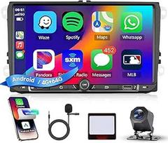 4G + 64G 9 colių "Android" automobilinis radijas VW Golf 5 6 Passat Jetta Caddy EOS T5 Tiguan Touran CC Polo su belaidžiu "Carplay" "Android" automobilio veidrodžio jungtimi Bluetooth FM/RDS/EQ GPS navigacija WiFi SWC atbuline eiga