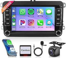 4G + 64G Android 15 automobilinis radijas VW Golf 5 6 Passat Polo Tiguan Touran Caddy Skoda Seat su belaidžiu Carplay Android Car 5G WiFi navigacija GPS 7 colių radijas su Bluetooth FM/RDS/32 EQ/USB/SWC gale