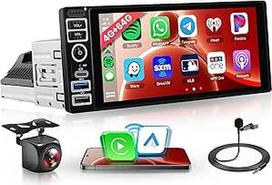 4G + 64G belaidis "Carplay Android" automobilinis radijas 1 DIN su belaidžiu "Android" automobilio GPS navigacija WiFi 6,9 colių jutiklinis ekranas automobilinis radijas