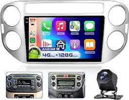 4G 128G VECHTEL 9 colių "Bluetooth" automobilinis radijo imtuvas VW Tiguan 2010-2015 m. "Carplay Android Car", "Android 15", EQ, WiFi GPS, "Mirror Link", RDS/FM radijas 2 DIN su AHD atbulinės eigos kamera