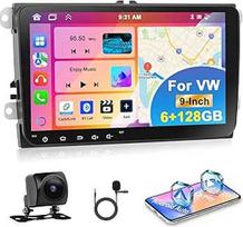 6G+128G "Car Play" automobilinis radijo imtuvas "VW/Seat/Skoda" su GPS navigacija, "Motorsi" 9 colių "Android" jutiklinis ekranas, belaidis "Android" automobilis, balso asistentas, "WiFi", "Bluetooth", FM/RDS, "Mirror Link", EQ