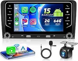 Automobilinis radijas 2G + 64G Android 15, skirtas Audi A3 8P S3 8P RS3, 7 colių HD jutiklinio ekrano automobilinis radijas su belaidžiu "Carplay", "Android", GPS, "Wi-Fi", "Bluetooth", 2USB Type-C, FM, RDS, radijas, atbulinės eigos kamera