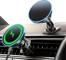 BHHB Suderinama su "Magsafe" automobiliniu mobiliojo telefono laikikliu su įkrovimo funkcija "2-in-1" 15 W "Mag-Safe" laikiklis su įkrovimo funkcija, "Mag-Safe" automobilinis įkroviklis, mobiliojo telefono laikiklis, skirtas "iPhone" 17 16 15 15 14 13 12