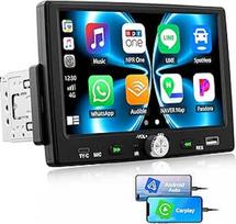 CAMECHO automobilinis radijas 1 DIN Carplay Android automobiliams (kabelinė jungtis) Bluetooth radijas, 7 colių TN jutiklinis ekranas HD 1024 x 600 su Mirror Link vairo valdymu + USB Type-C prievadai