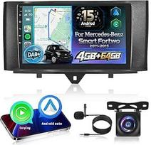 DAB/DAB+: 8 branduolių procesorius, 4GB + 64GB "Android 15" automobilinis radijas, skirtas "Mercedes Benz Smart Fortwo" 2011-2015 m., 9 colių jutiklinis ekranas, belaidis "CarPlay" ir "Android" automobilinis GPS WLAN Bluetooth 5.0 32EQ/FM/AM/RDS radijas