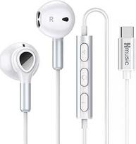 Hmusic USB C ausinės, C tipo ausinės, magnetinės laidinės ausinės su mikrofonu ir garsumo valdymu, skirtos "Android" išmaniesiems telefonams "Samsung Galaxy", "Google Pixel", "Xiaomi" (baltos spalvos)