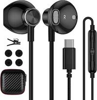 USB C tipo ausinės, USB C ausinės "Semi In Ear" su kabeliu ir mikrofonu, skirtos "iPhone Air 17 16 15 Pro Pixel 10 9a", "Samsung Galaxy A16 A17 A36 A56 S25 S24 FE One Plus
