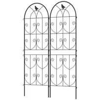2 vnt. laipiojančių augalų atramos su paukščiais, sodo grotelės daržovėms, vynmedžiams, gėlėms, metalinės, 50 x 150 cm, juodos