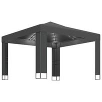 Pavėsinė su lemputėmis ir dvigubu stogu LED, antracito, 3x3m CFE48014