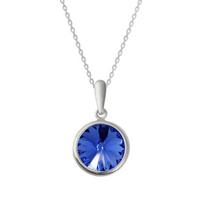 Sidabrinis kaklo papuošalas moterims DiamondSky „Clarice (Sapphire)“ su Swarovski kristalais