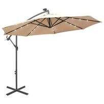Skėtis nuo saulės, LED vidaXL, 300 cm, rudas