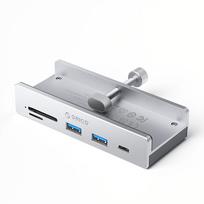 Orico MH5PC Hub su tvirtinimu - USB-C / 2x USB-A 3.2 + 1x USB-C 3.2 + 1x SD&TF - Sidabrinis