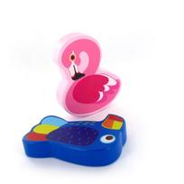 Medinių kūdikių barškučių rinkinys – flamingo ir tukano dizainai (12+ mėn.)