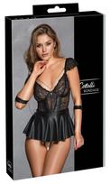 Cottelli Bondage erotinis kostiumas – nėriniuotas babydoll komplektas su grandinėmis ir antrankiais (M), M