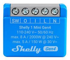 SHELLY 1 Mini Gen4 Išmanusis jungiklis 1P Mėlyna