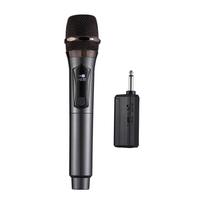 Belaidžio mikrofono sistemos imtuvas su rankiniu mikrofonu, apsaugančiu nuo kaukimo namų kino teatrų karaoke bažnyčioje 1 Receiver with 1 Microphone juoda