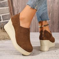 Elegantiški moteriški slip-on bateliai su storu pleištu, užtrauktukas gale, platforma, imituojantis džiuto padą, pralaidūs orui, juodi, visų sezonų, laisvalaikio, puošnūs 36 chaki