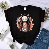 Demon Slayer Marškinėliai Moterims Kimetsu No Yaiba Nezuko Marškinėliai Moteriški Tanjirou Kamado Grafiniai Marškinėliai Japoniškų Anime Manga Marškinėliai S juoda