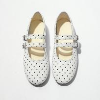Polka Dot Mary Janes Shoes Women Round Toe Double Strap White Ballet Flats Elegant Spring Autumn Comfortable Ladies Shoes 35 balta
