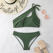 Moteriški maudymosi kostiumėliai su bikini, juodi, vien pečiais aukštu juosmeniu, bikinio komplektas, moteriškas maudymosi kostiumėlis S
