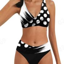 Moterų raštų seksualus maudymosi kostiumėlis bikini aukštu liemeniu Moteriški dviejų dalių vasariniai maudymosi kostiumėliai šventiniai suskirstyti maudymosi kostiumėliai S
