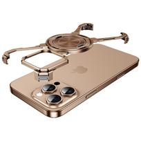 Aliuminio berėmis apsauginis dėklas, skirtas iPhone 14 1615 Pro Max su MagSafe belaidžiu įkrovimu, 360° besisukantis stovas, paprastas telefono dėklas iPhone 13 Pro juoda