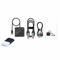 Adapteris VR2 kompiuteriui. Adapterio rinkinio priedai: maitinimo laidas ir DP1.4 laidas. Nešiojamas USB 3.0 kompiuterio keitiklis.