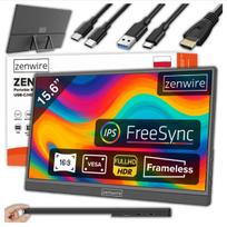Monitorius Nešiojamas USB-C Full HD 1920x1080 IPS HDR HDMI monitorius 15,6 colių nešiojamiems kompiuteriams Zenwire M9P