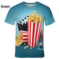 Fashion Popcorn 3D Printed Funny T Shirts Men's And Women's Clothing Summer Short Sleeve T-Shirt Unisex Streetwear Tops Tees S