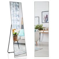 Costway 160 x 40 cm viso ilgio veidrodis 2 viename stovimas veidrodis ir sieninis veidrodis pagamintas iš nedūžtančio stiklo sidabro