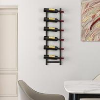Costway vyno stovo sienelė 6 vyno buteliams metalinis butelių laikiklis 22 x 13,5 x 73 cm juodas