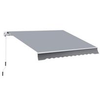 Markizė, 3,95 x 2,45 m, apsauga nuo saulės, įtraukiama, su rankine, metalinis rėmas, poliesteris, pilka/balta, Balta ir pilka