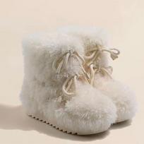 2026 Fur Women's Snow Boots Flats Designer Warm Cotton Shoes Fashion New Winter Ankle Boots Short Plush Cozy Sport Botas Femme 35 smėlis