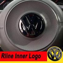 VOLKSWAGEN VW Volkswagen Blizgus juodas vairo emblemos dangtelis Golf 7 Rline logotipui juodas vairui šokoladas