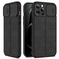 Slankiojančios kameros objektyvo apsaugos telefono dėklas, skirtas iPhone 14 13 12 11 Pro Max XR XS X 7 8 Plus prabangios odos tekstūros minkštas galinis dangtelis For iPhone 7 juoda