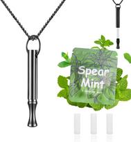 Kvėpavimo karoliai metantiems rūkyti ir vaperiams su keičiamais mėtų kapsulėmis Nerūdijančio plieno pagalba metant rūkyti Fidget karoliai nerimui malšinti Be dūmų juoda