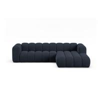 Tamsiai mėlynos spalvos kampinė sofa iš šenilinio audinio (su dešiniuoju kampu/su gultu) Lupine – Micadoni