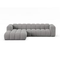 Pilkos spalvos kampinė sofa iš šenilinio audinio (su kairiuoju kampu/su gultu) Lupine – Micadoni