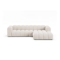 Kreminės spalvos kampinė sofa iš šenilinio audinio (su dešiniuoju kampu/su gultu) Lupine – Micadoni