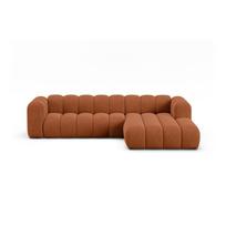 Raudonos plytų spalvos kampinė sofa iš šenilinio audinio (su dešiniuoju kampu/su gultu) Lupine – Micadoni