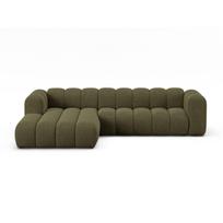 Žalios spalvos kampinė sofa iš šenilinio audinio (su kairiuoju kampu/su gultu) Lupine – Micadoni