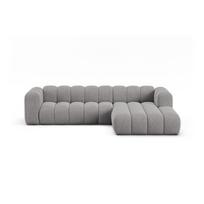 Pilkos spalvos kampinė sofa iš šenilinio audinio (su dešiniuoju kampu/su gultu) Lupine – Micadoni