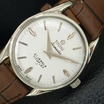 TITONI AIRMASTER TITOFLEX VINTAGE rankinio užvedimo ŠVEICARIŠKAS VYRIŠKAS BALTAS LAIKRODIS a705109-1