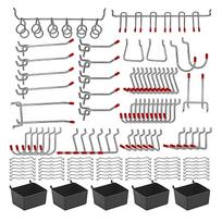 Metalinių lentų kabliukų organizatorių rinkinys, kaištis užraktai, pakabinami 114Pcs