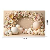 Naujagimio 1-ojo gimtadienio vakarėlio fonas Balionai Mergaitės berniukas Kūdikio dušo tortas Smash fotografija Fono dekoras Fotostudijos rekvizitas