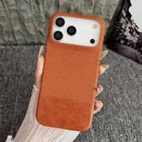 Business Splice Leather Nylon Fabric Case For iPhone 17 Air 16 15 14 Plus 13 12 Pro Max Frameless Cooling Matte Shockproof Cover iPhone 12